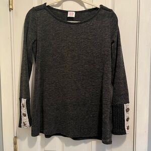 Vintage Wanna B 3/4 Sleeve Gray Sweater Polyester/Angora Blend Size M Made USA